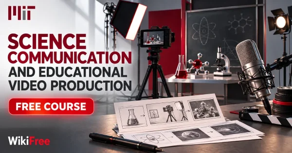 Free MIT Course: Science Communication and Educational Video Production. Original topic-specific WikiFree artwork in MIT red, silver, black and white. FREE COURSE.