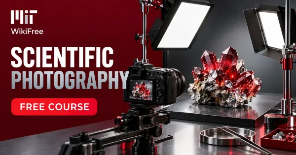 Free MIT Course: Scientific Photography and Visual Communication. Original topic-specific WikiFree artwork in MIT red, silver, black and white. FREE COURSE.