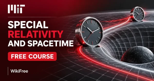 Free MIT Course: Special Relativity and Spacetime. Original topic-specific WikiFree artwork in MIT red, silver, black and white. FREE COURSE.