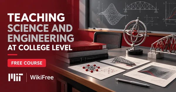 Free MIT Course: Teaching Science and Engineering at College Level. Original topic-specific WikiFree artwork in MIT red, silver, black and white. FREE COURSE.