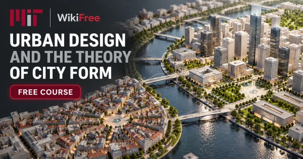Free MIT Course: Urban Design and the Theory of City Form. Original topic-specific WikiFree artwork in MIT red, silver, black and white. FREE COURSE.