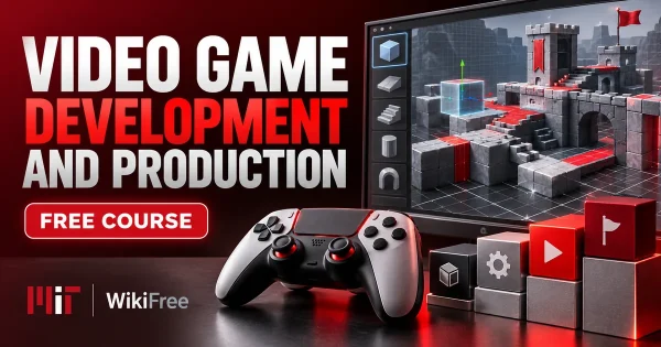 Free MIT Course: Video Game Development and Production. Original topic-specific WikiFree artwork in MIT red, silver, black and white. FREE COURSE.